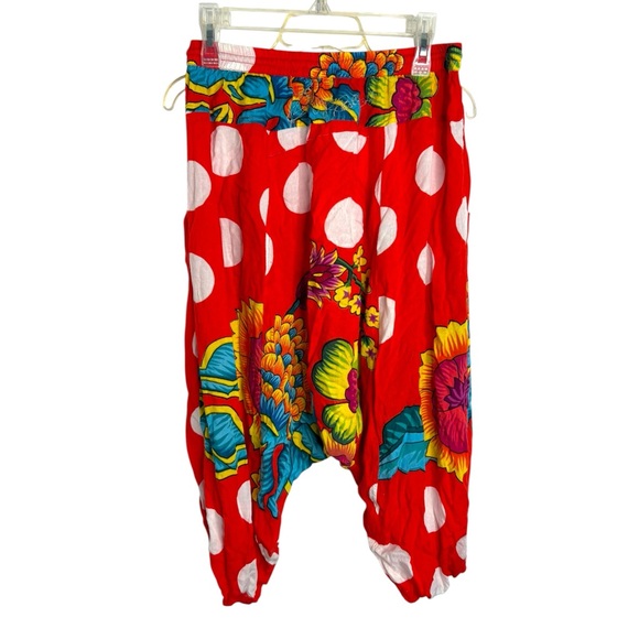 Desigual women harem large pants red floral wavy relaxed fit‎ - Picture 2 of 9